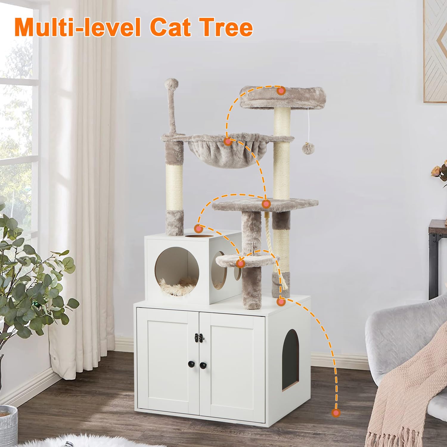 Timberer cat tree basket perch offering a plush hideaway for cat napping