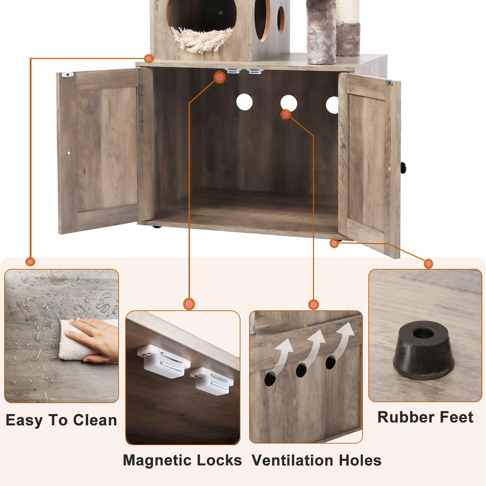 Timberer cat tree privacy design hides litter box reduces odor