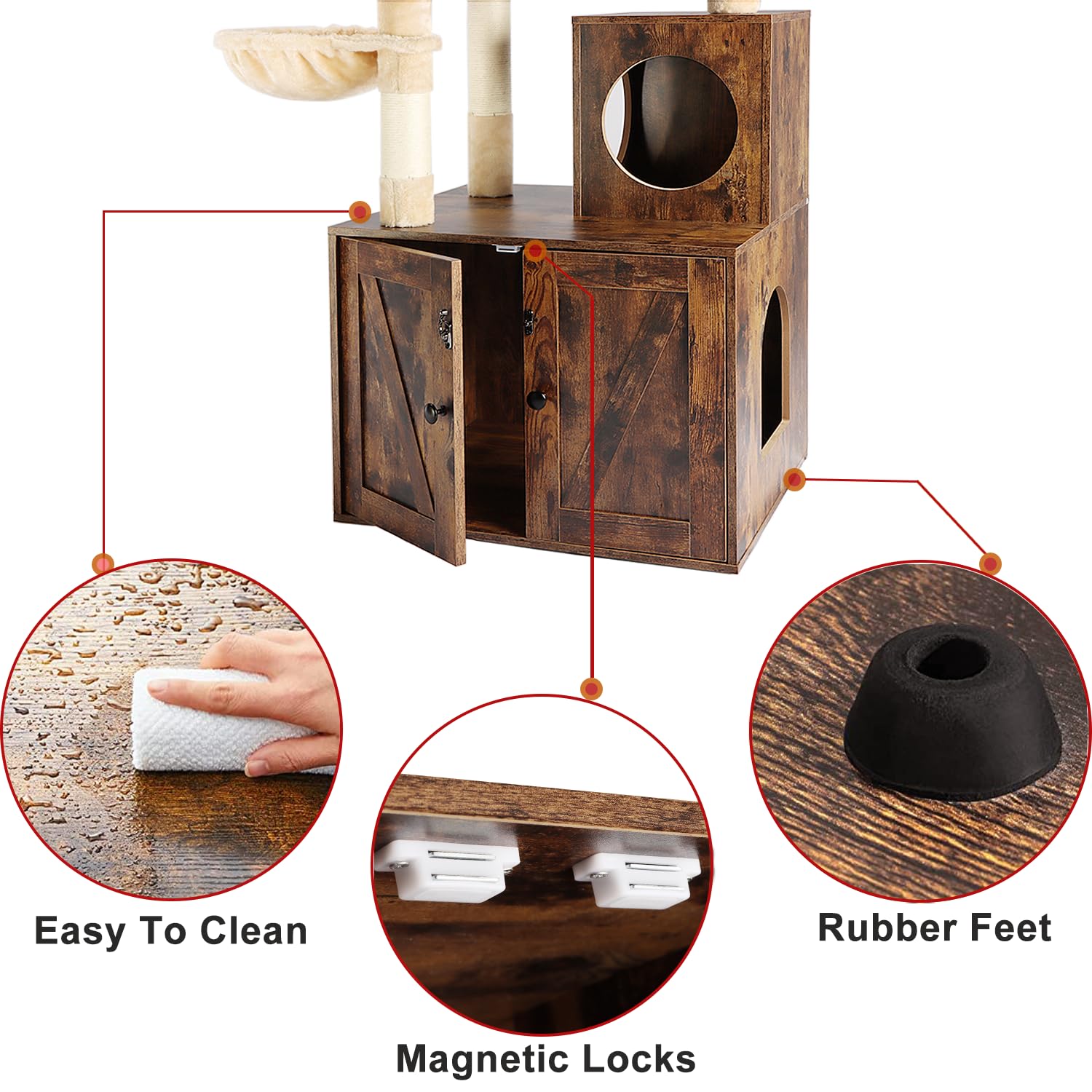 Timberer Cat Tree Tower front view shows compact size for small spaces