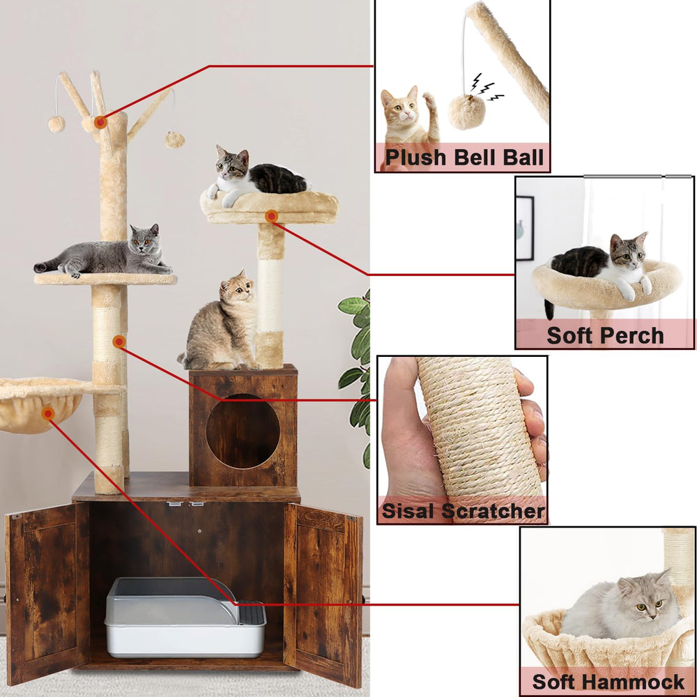 Timberer Cat Tree Tower wooden structure highlights sturdy long lasting furniture