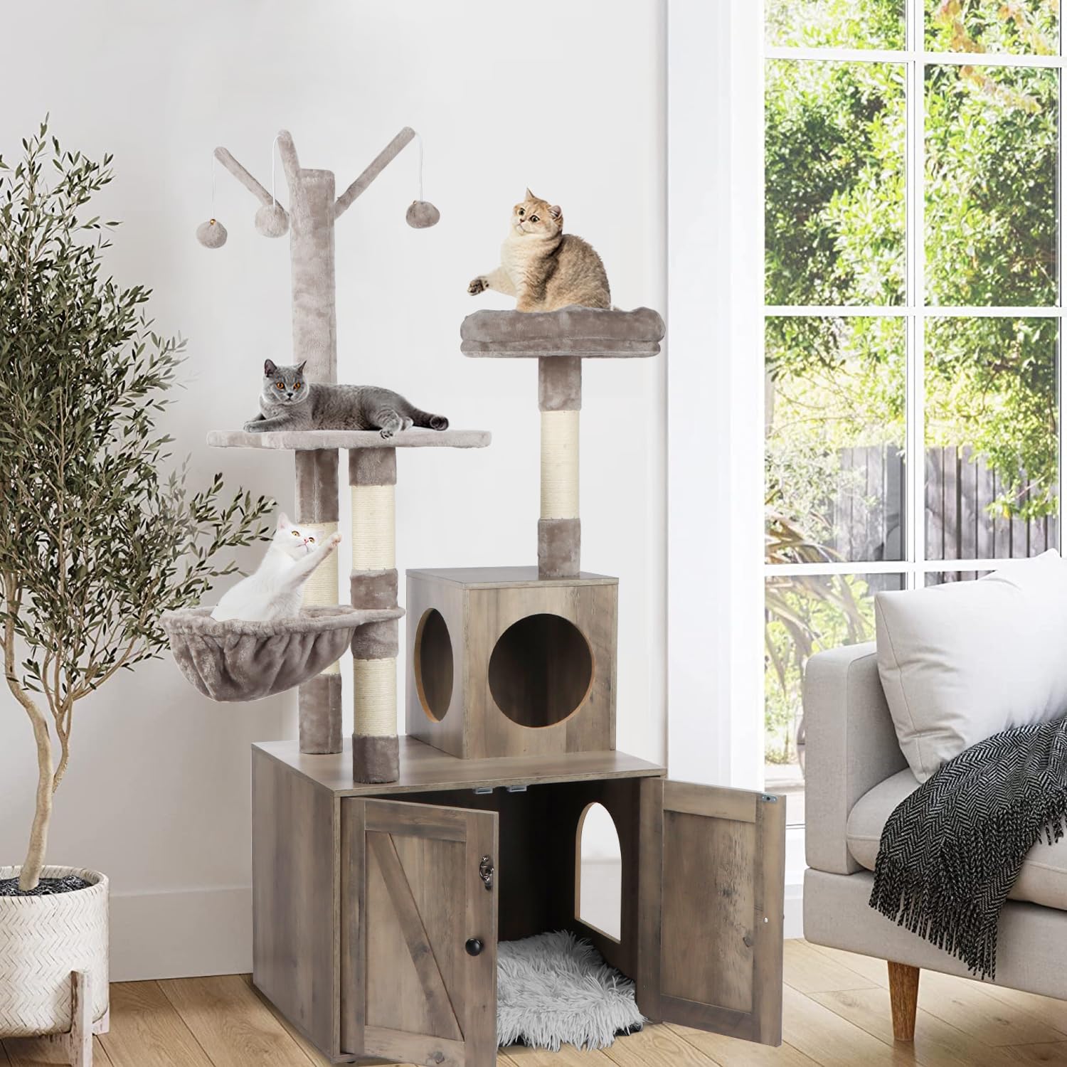 Timberer private-space litter box cabinet provides discreet bathroom for cats and quiet home