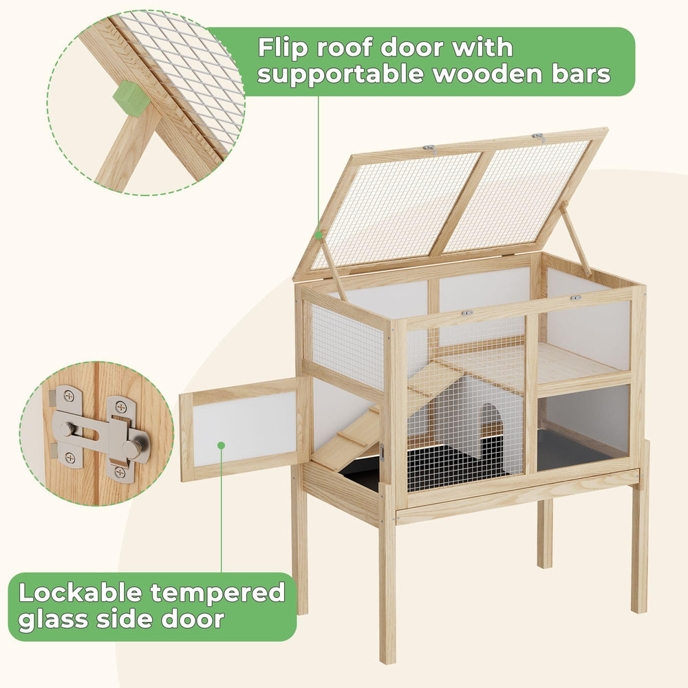 Timechee guinea pig cage dining area keeps feeding tidy.
