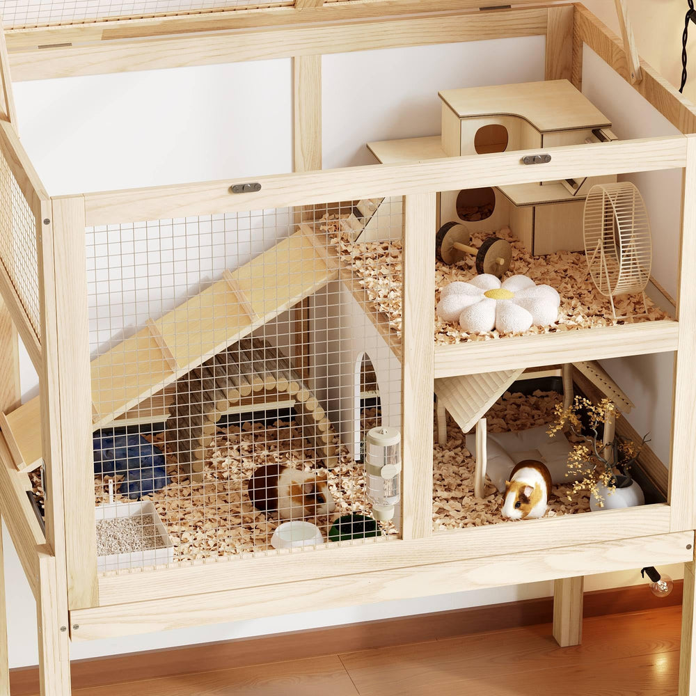 Timechee guinea pig cage easy-clean door provides quick access.