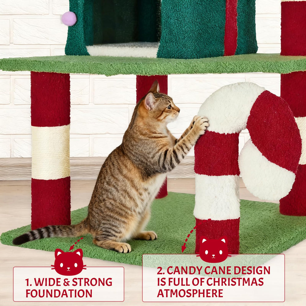TIMIEEYA cat tree stability base shows four-column support for steady climbing.