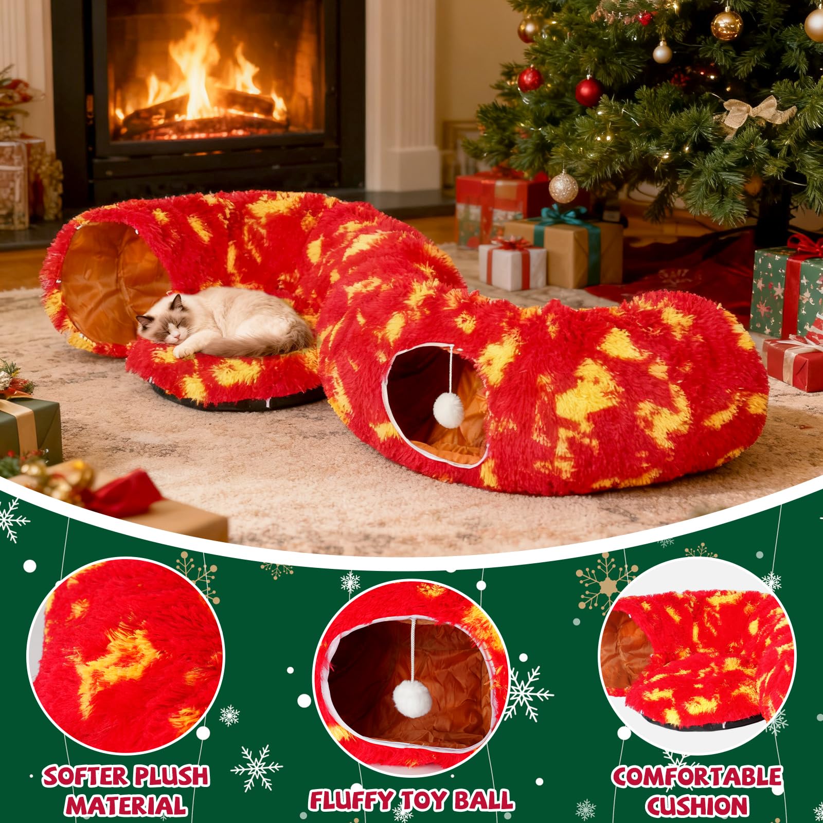 TIMIEEYA cat tunnel toy ball play image showing interactive enrichment