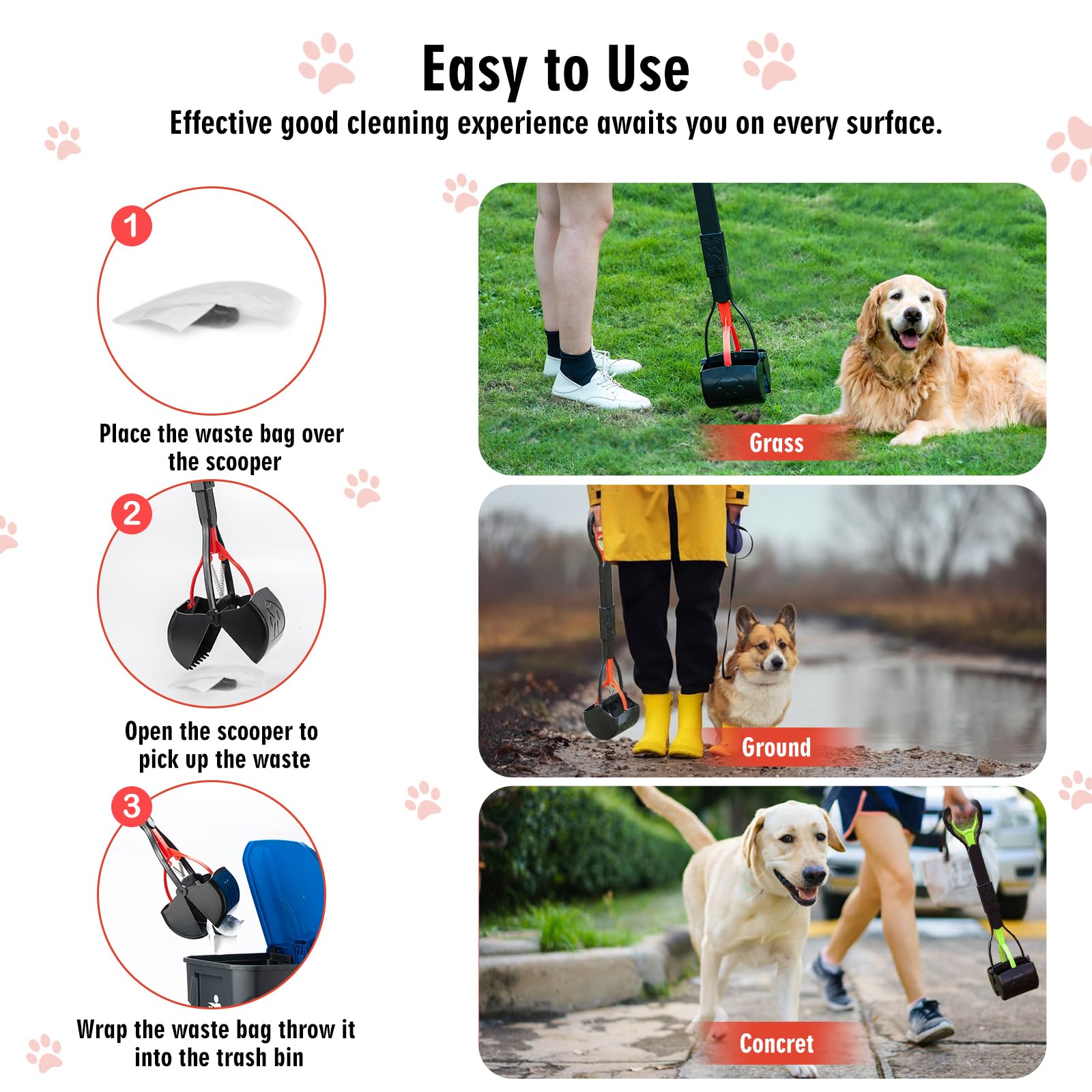 TIMINGILA 33inch pooper scooper 2-pack front view shows dual colors for easy pairing
