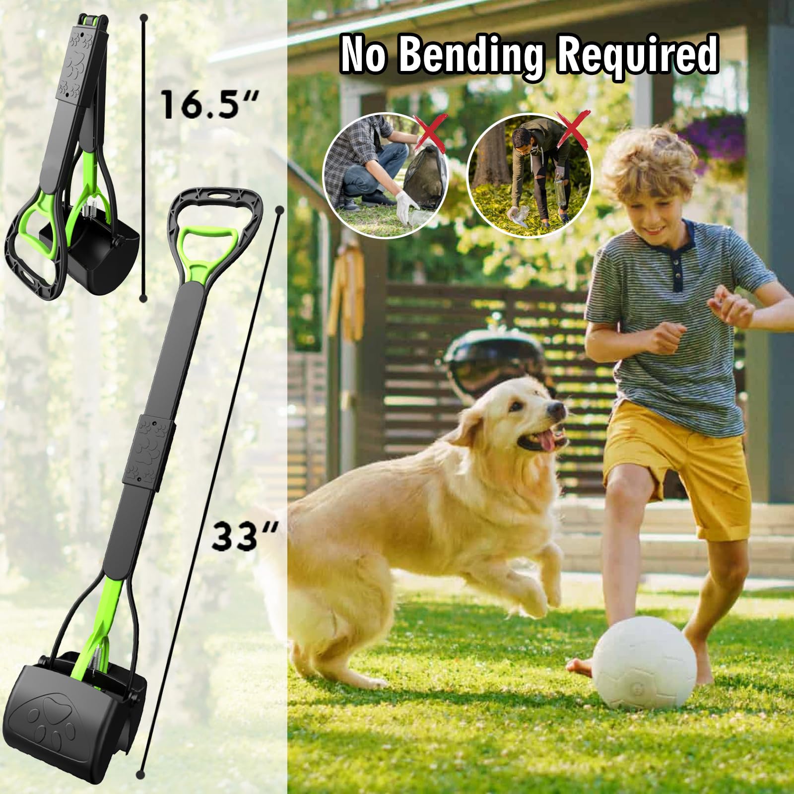 TIMINGILA 33inch pooper scooper hose cleaning compatible with quick rinse