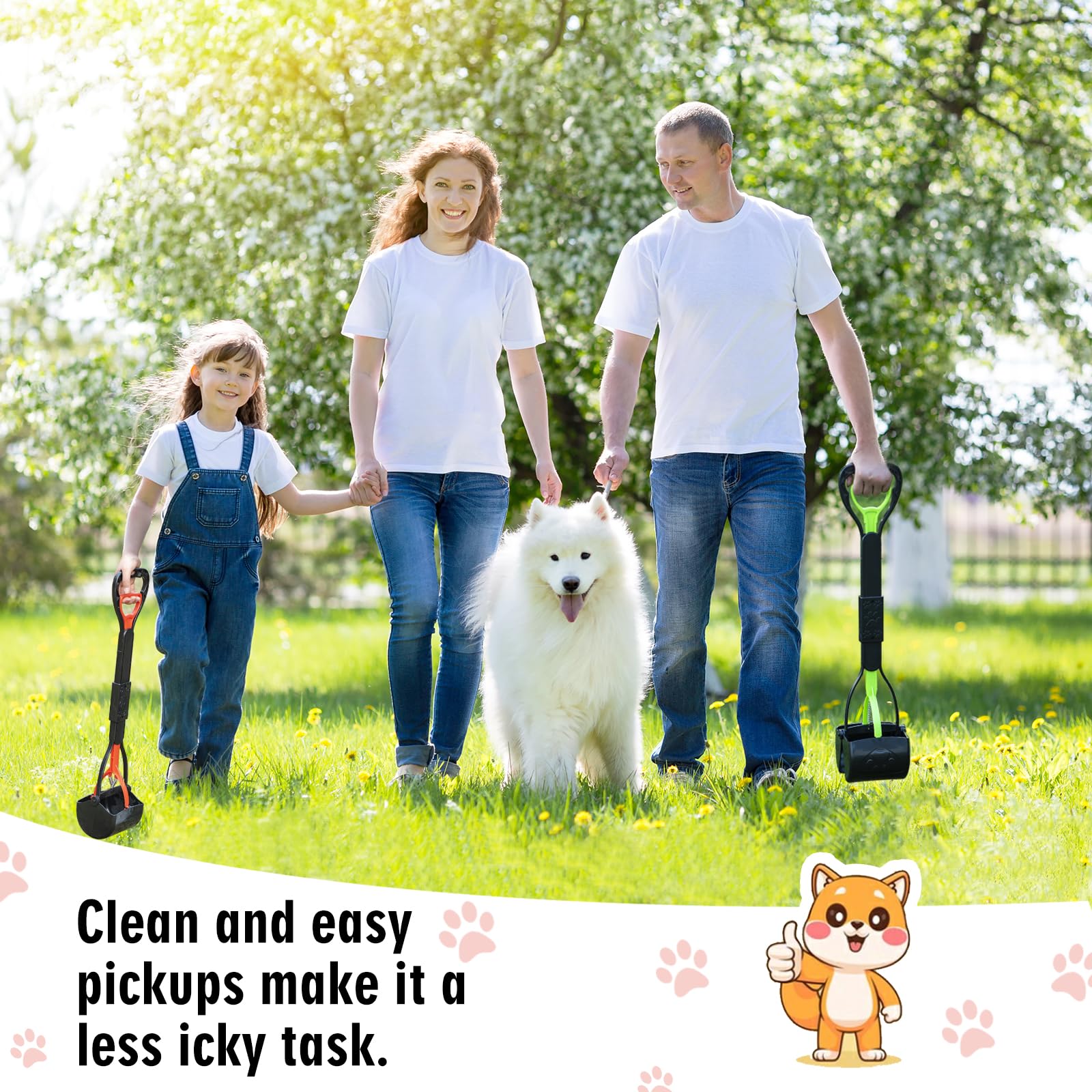 TIMINGILA 33inch pooper scooper soft-grip handle for comfortable use