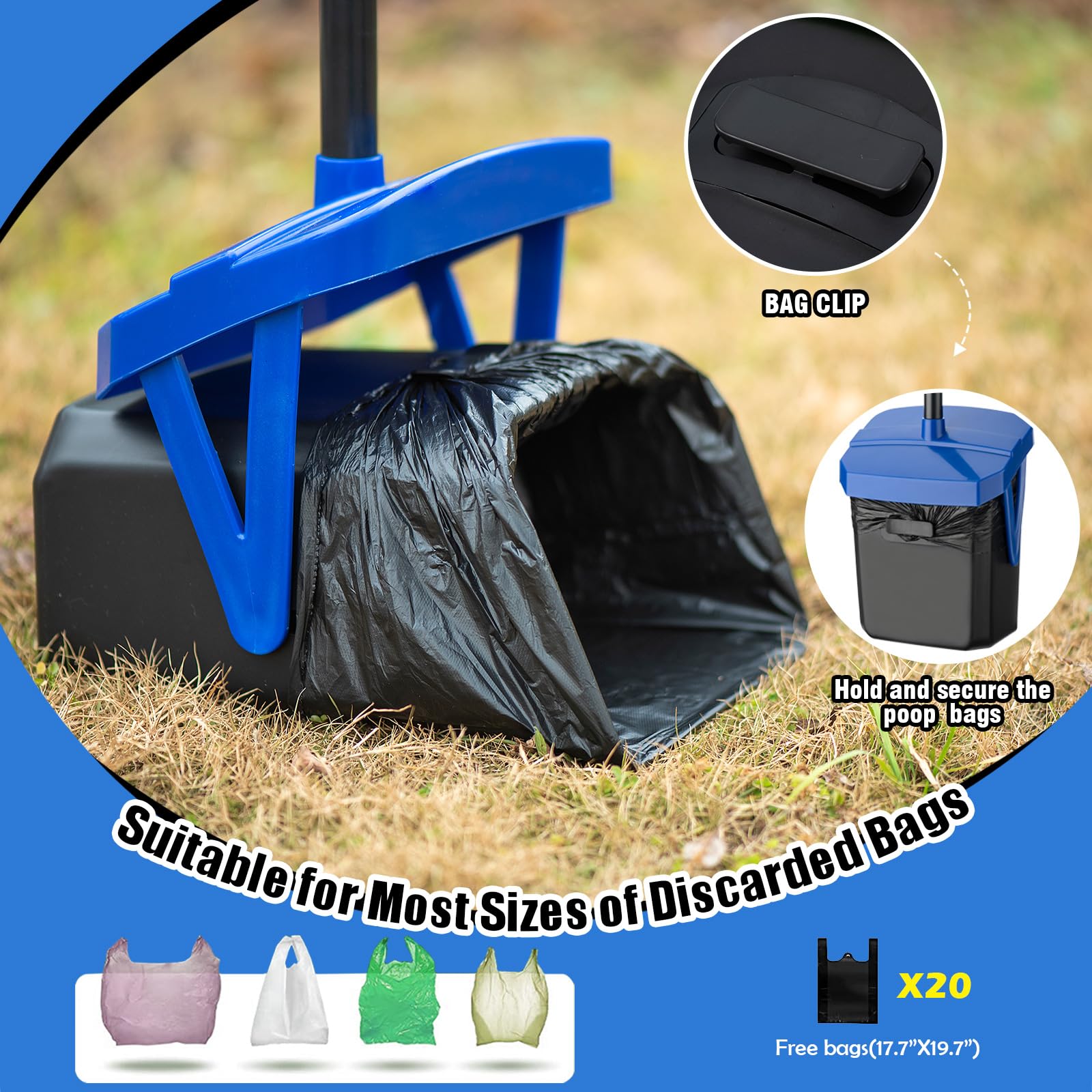 TIMINGILA pooper scooper extendable-handle enables adjustable reach during cleanup
