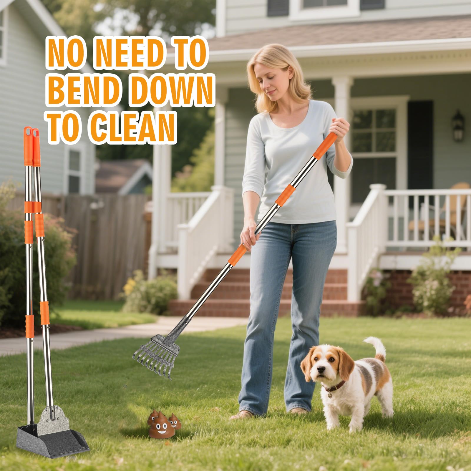 TIMINGILA rake and spade assembly simplifies setup with tool-free use.