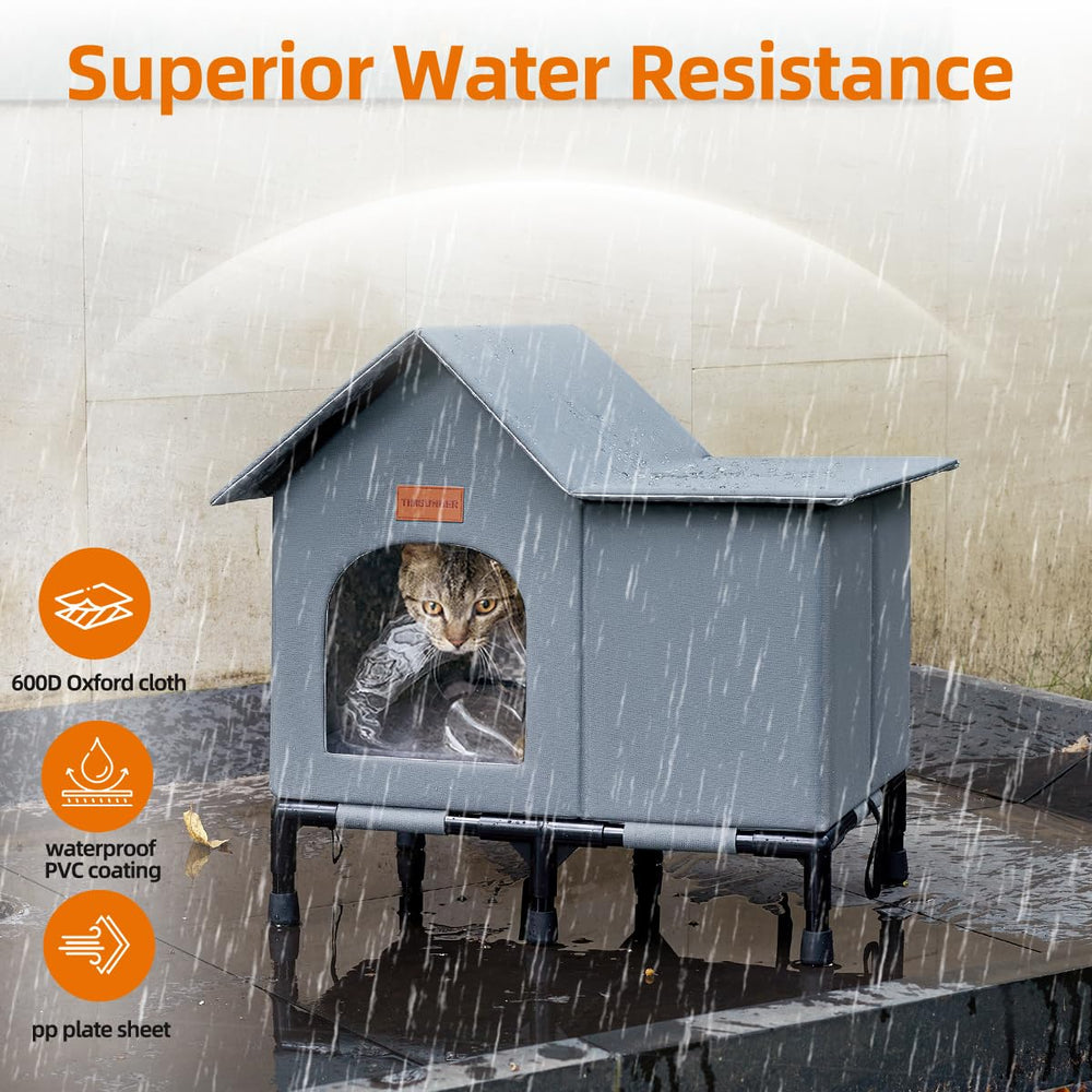 TIMSUNBER cat-shelter-raised-bottom elevates off the ground to reduce moisture