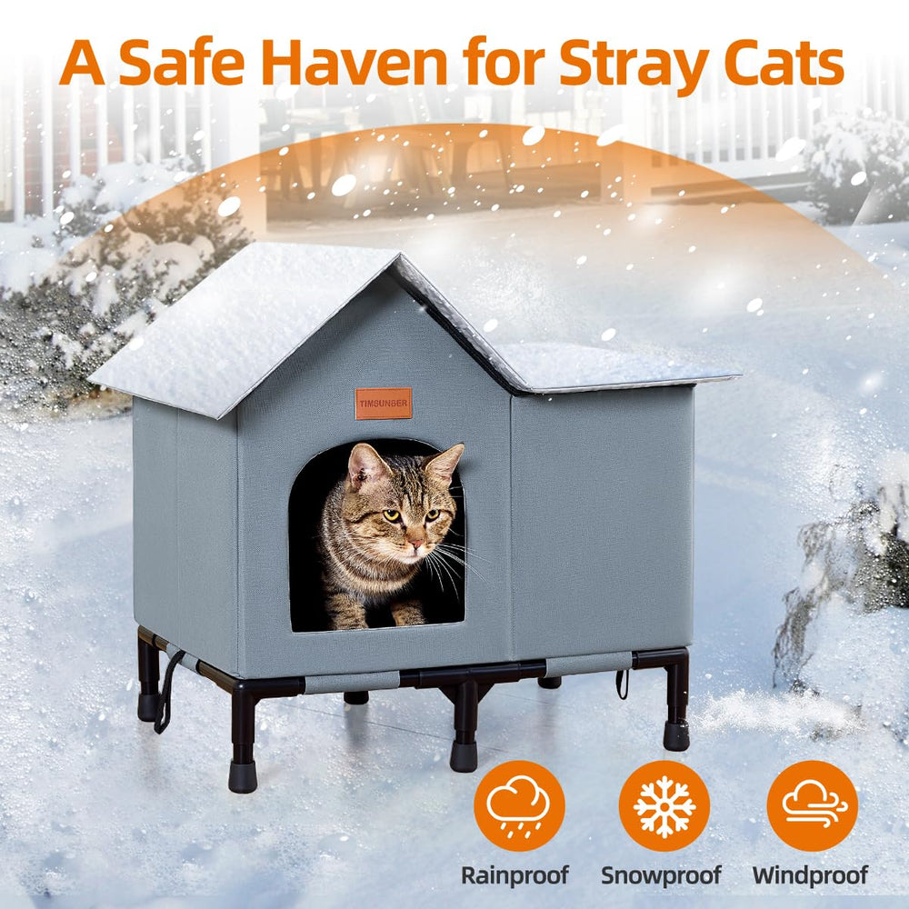 TIMSUNBER insulated-cat-shelter-side-view highlights weatherproof walls for all-season outdoor protection