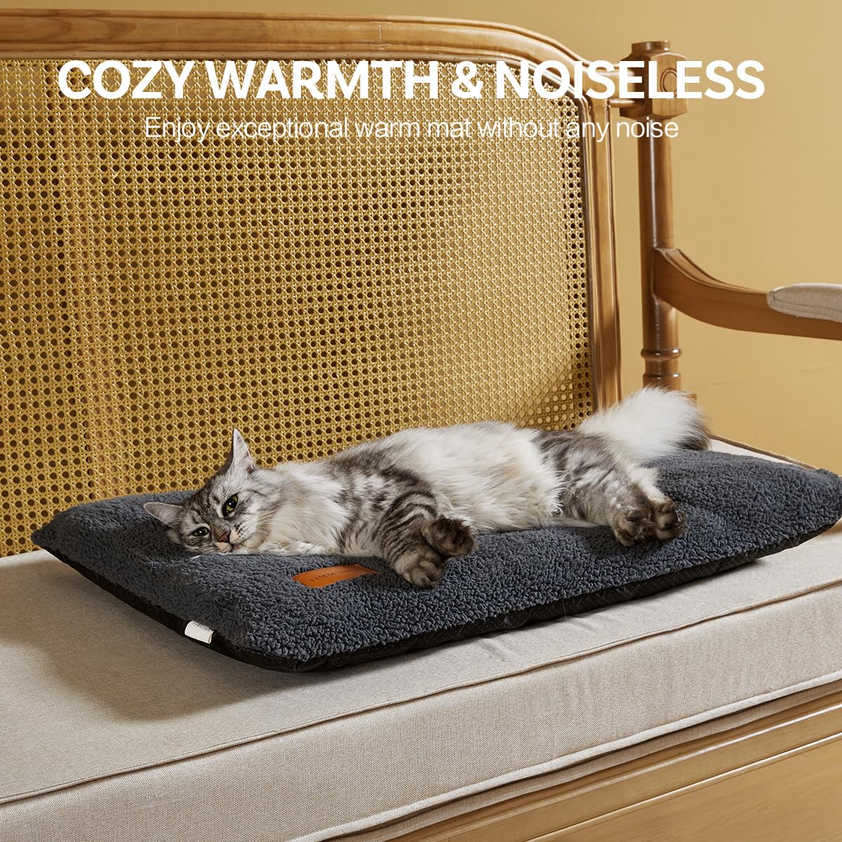 TIMSUNBER self-warming cat bed thermal layer closeup shows heat reflection