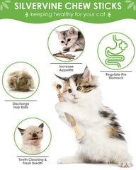 TINDTOP silvervine sticks closeup image highlighting actinidine attractant and calming appeal for anxious cats.