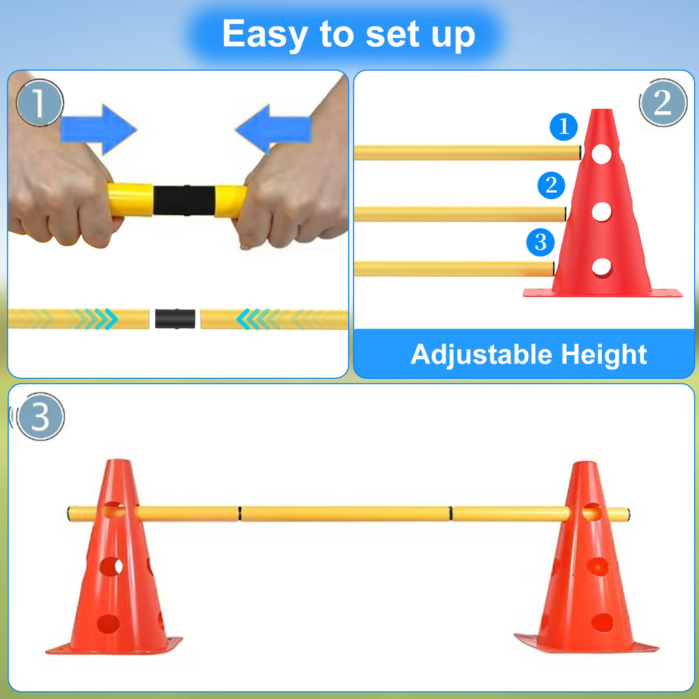 TINEPRY adjustable-hurdle-height demonstrates progressive training for dogs of all sizes