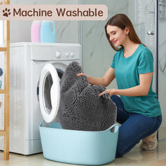 Tinideya Corner Cat Litter Mat dark gray close-up reveals soft chenille texture