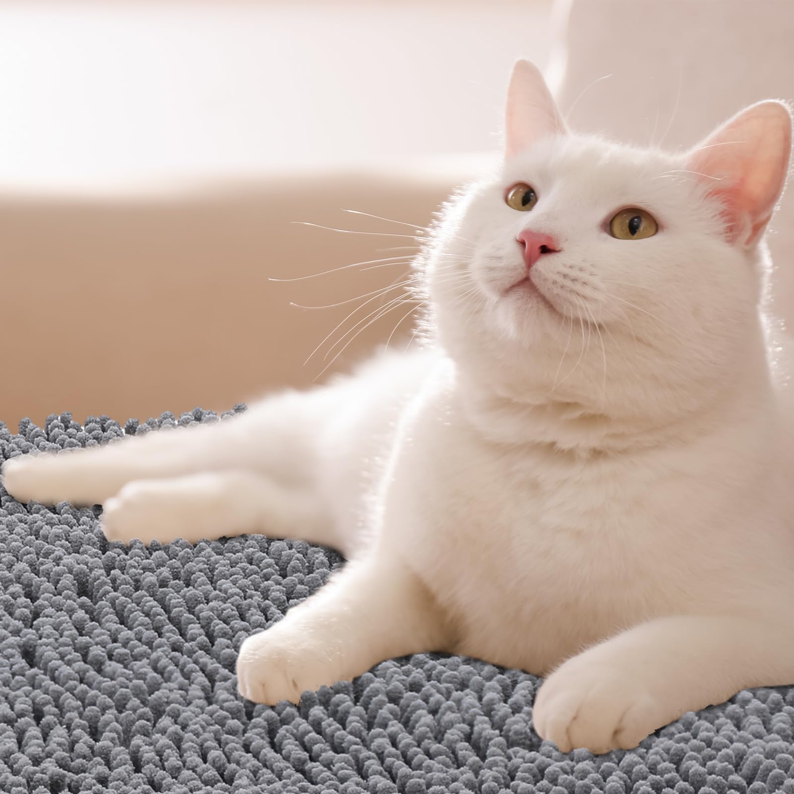 Tinideya Corner Cat Litter Mat flat layout highlights easy-clean surface