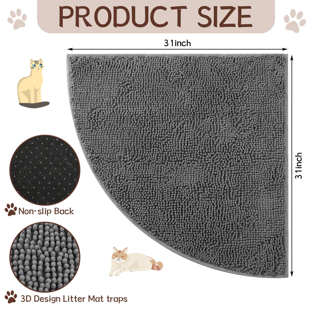 Tinideya Corner Cat Litter Mat non-slip bottom stabilizes placement during daily use