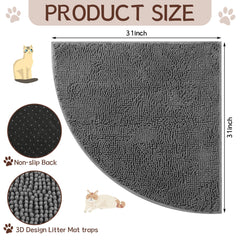 Tinideya Corner Cat Litter Mat non-slip bottom stabilizes placement during daily use