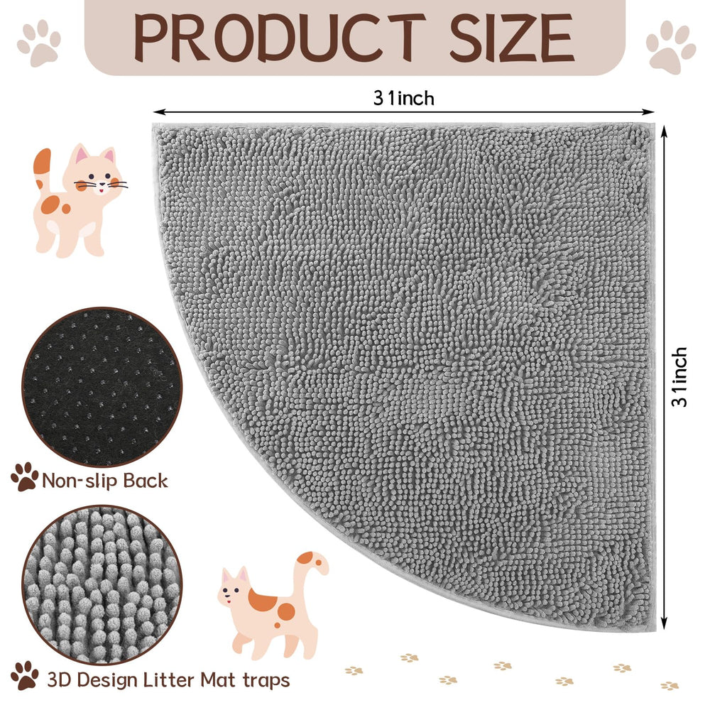 Tinideya corner cat litter mat quarter-circle design saves space in corners.
