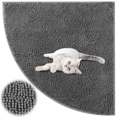 Tinideya Corner Cat Litter Mat setup view shows wide coverage for clean floors