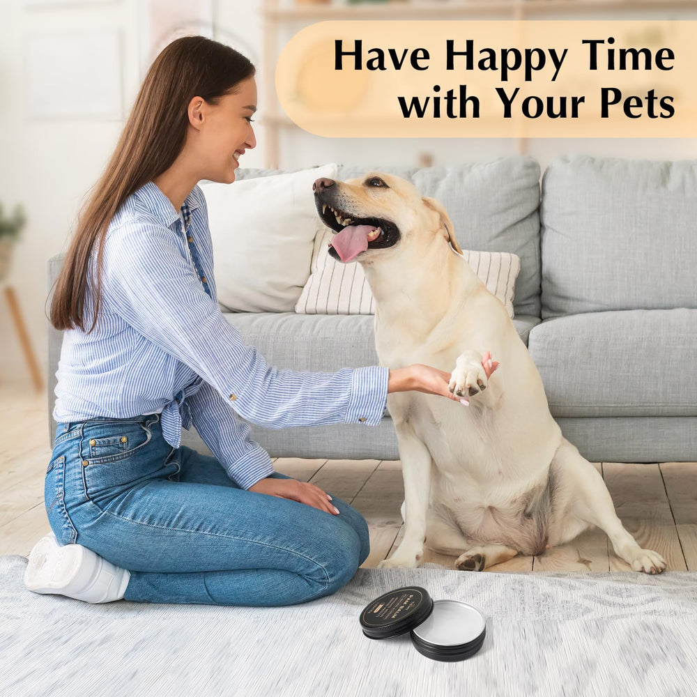 Tinioey paw balm on dogs and cats in use scene illustrates year-round protection.