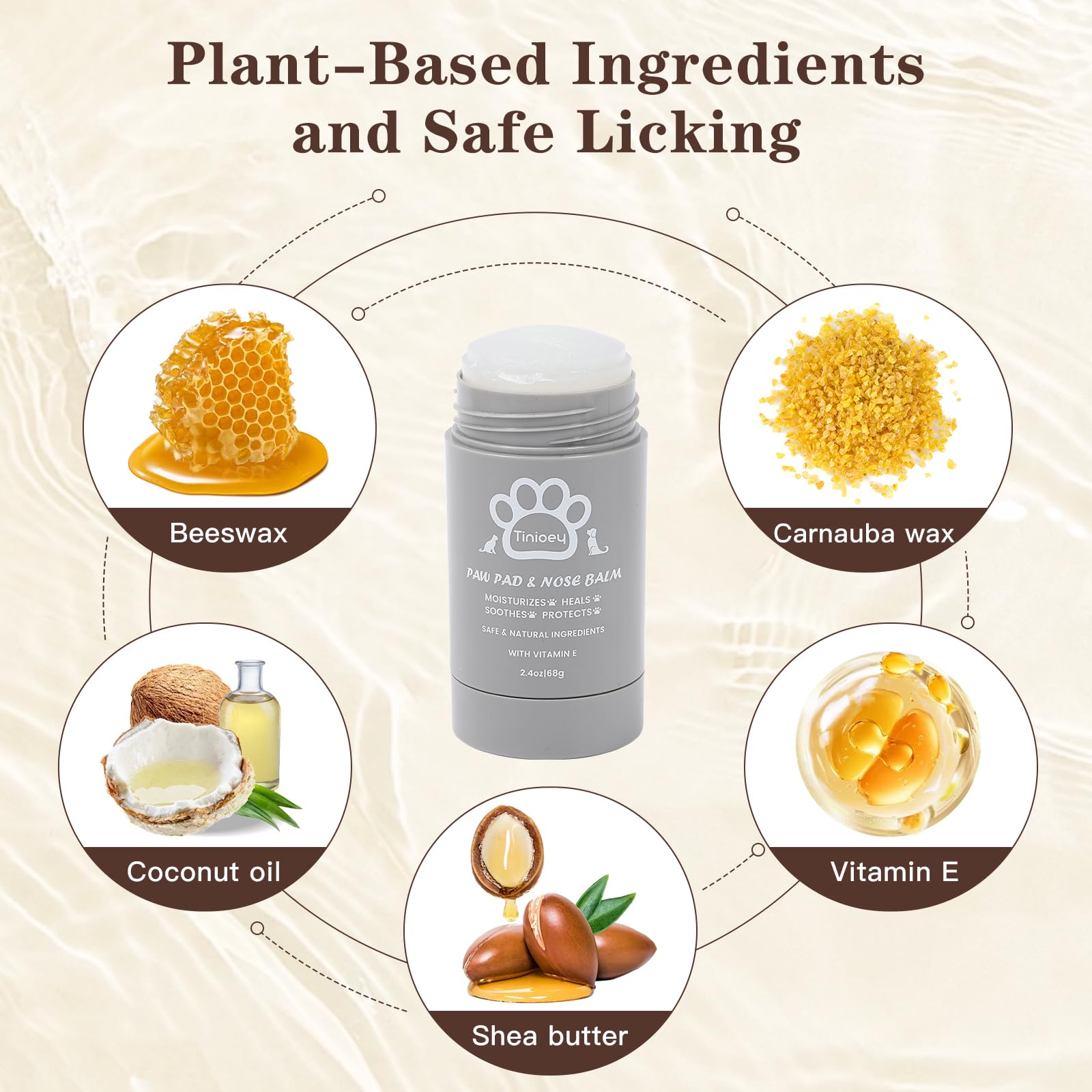 Tinioey paw pad closeup highlights protective, moisturizing texture for dry pads