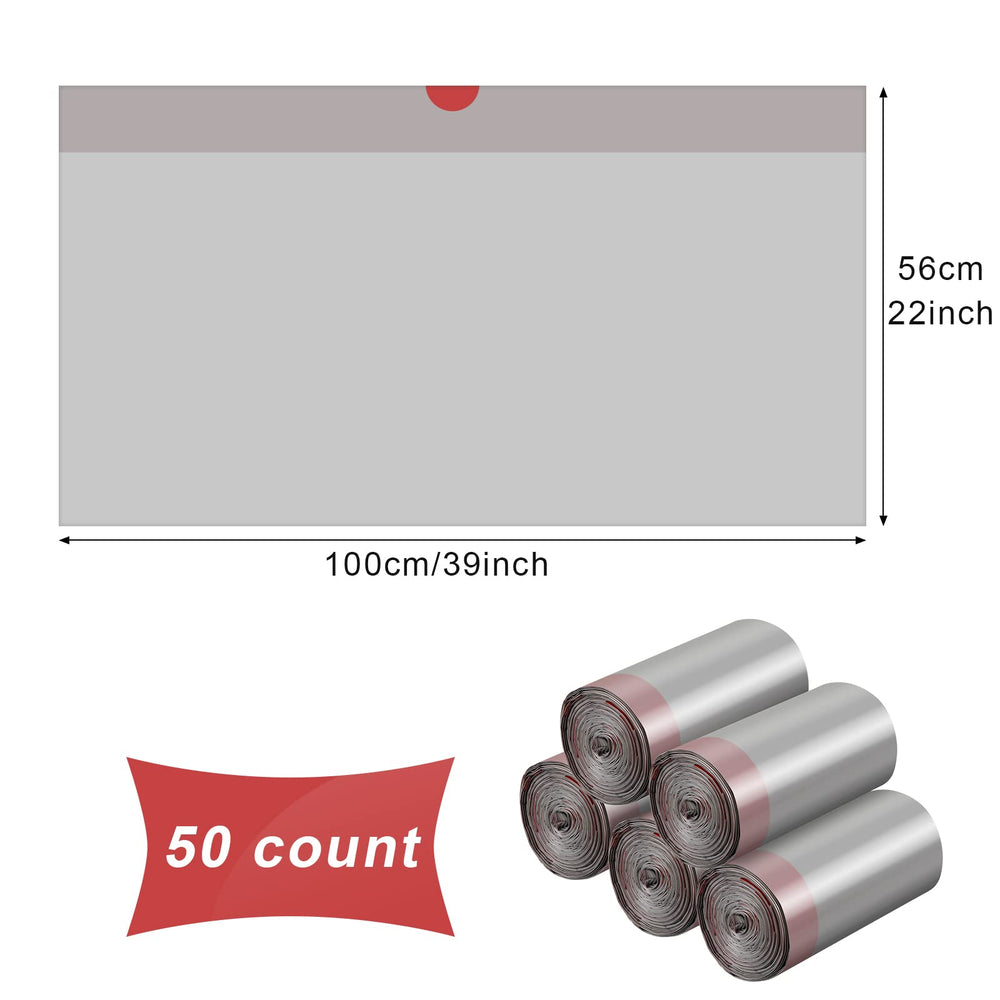 Tinlade drawstring cat litter bags shown closed for mess-free disposal