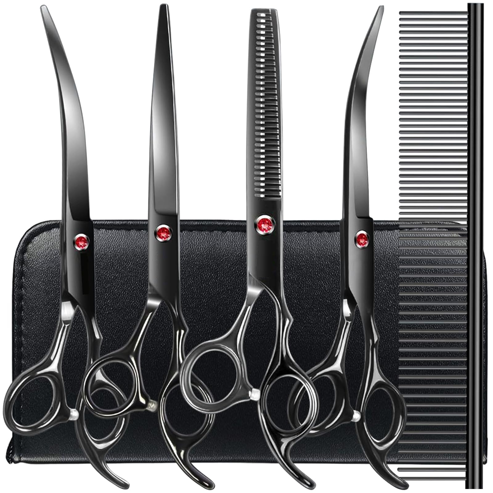 TINMARDA dog grooming scissors kit front view for quick at-home trims