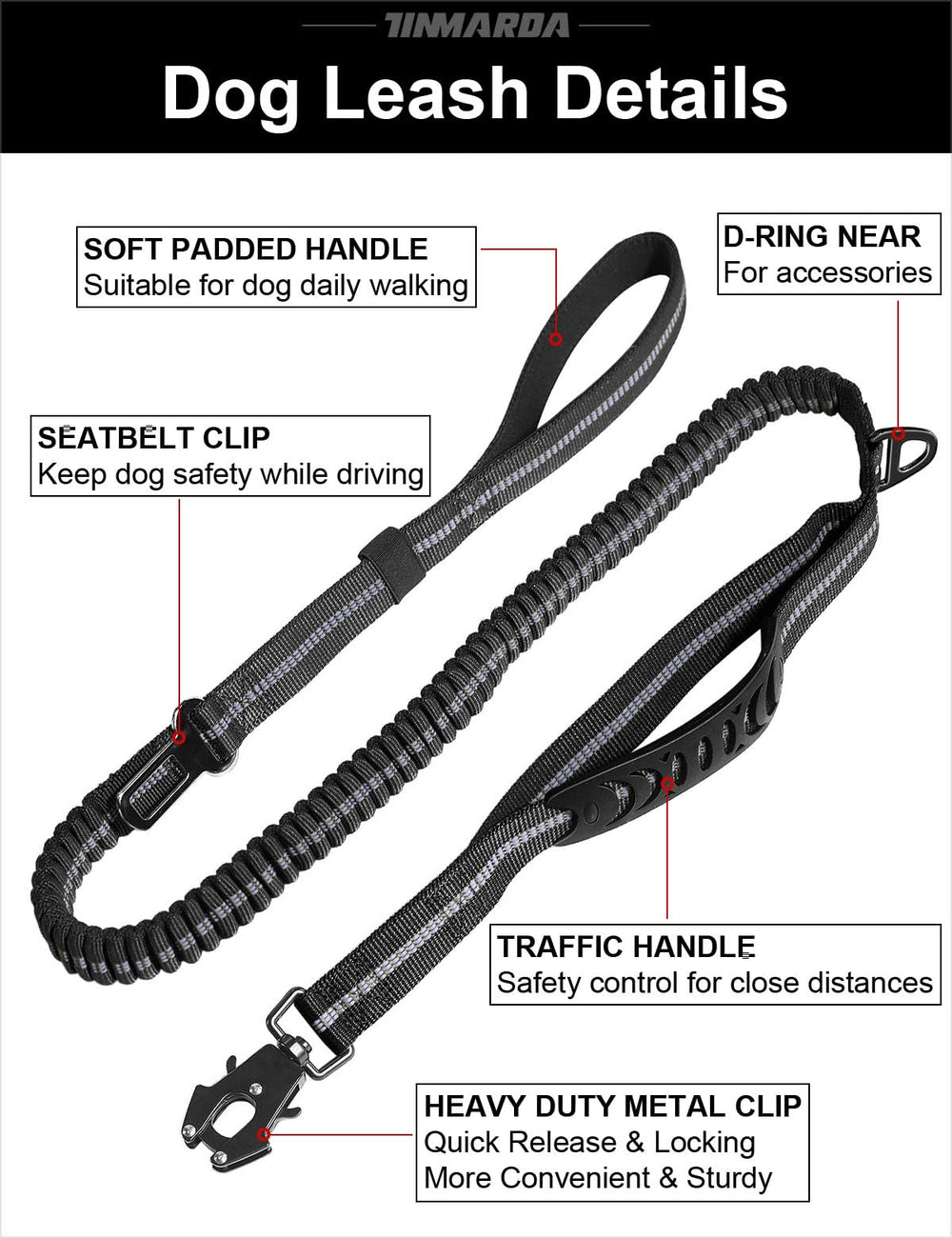 Tinmarda heavy-duty leash seatbelt clip helps secure your dog in the car