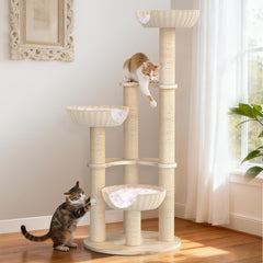 Tinnmao árbol para gatos de madera maciza con rascador de sisal para grandes felinos.