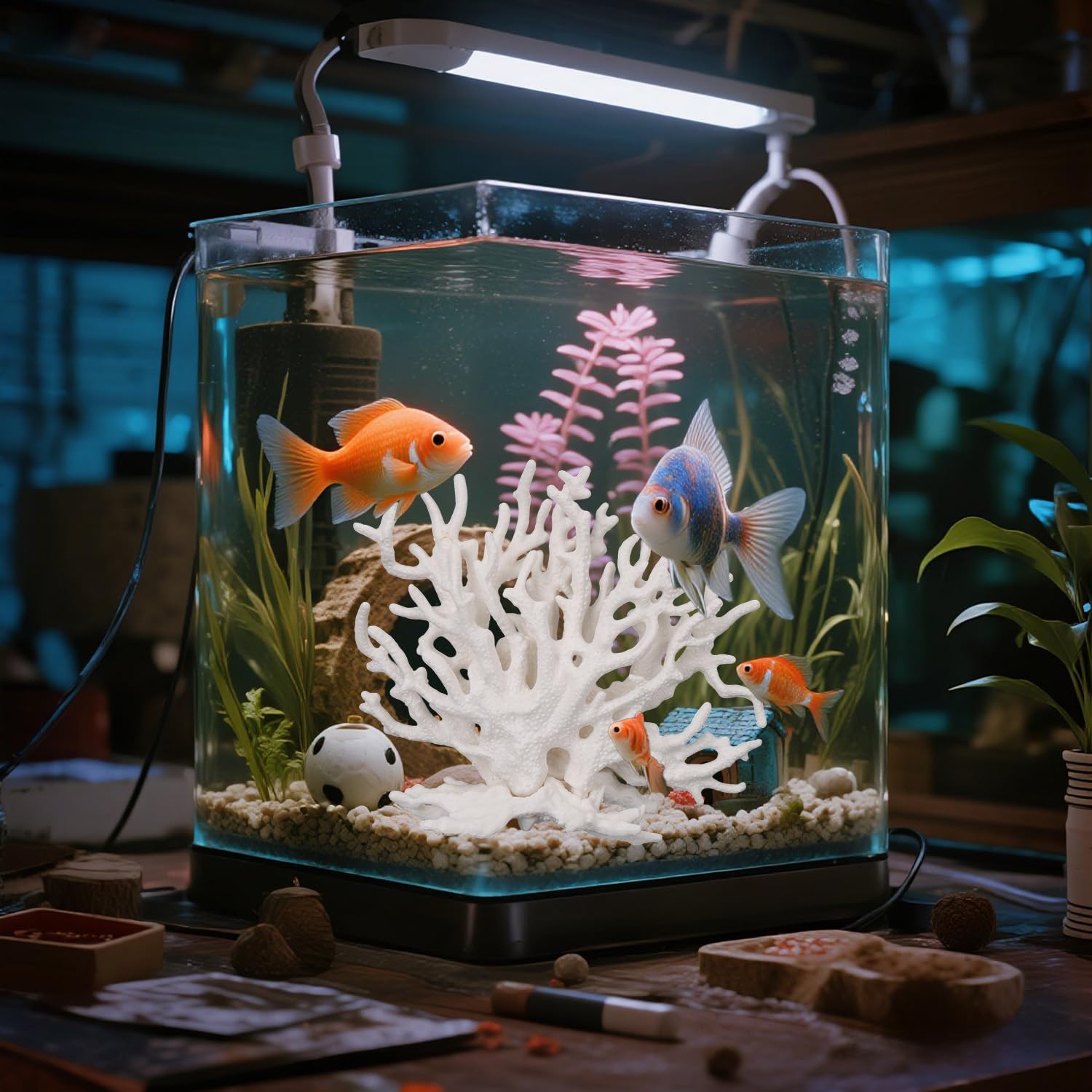 Tinoaly white coral reef decor atmosphere enhances water-column aesthetics
