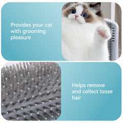 Tiny Pets 2Packs cat self groomer catnip included close-up highlighting enrichment during home grooming ritual.