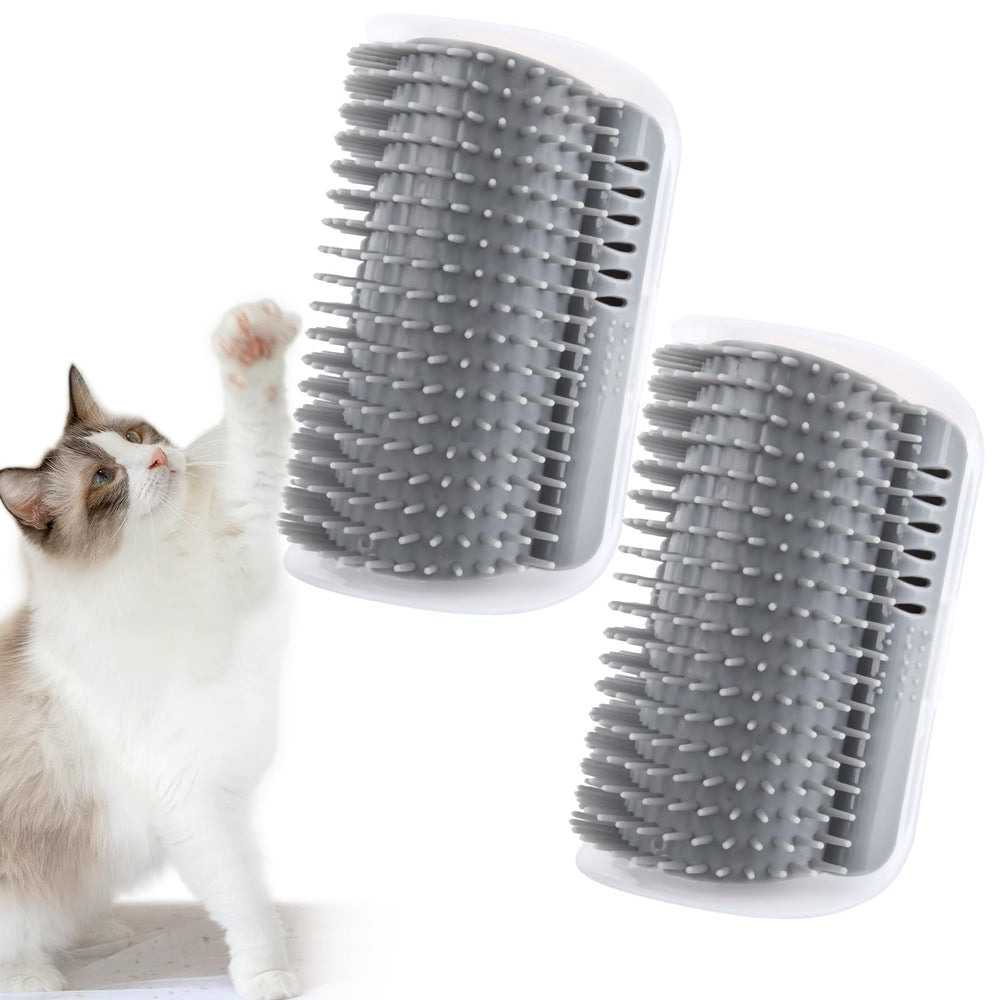 Tiny Pets 2Packs cat self groomer wall corner assembly shows easy installation for daily grooming.