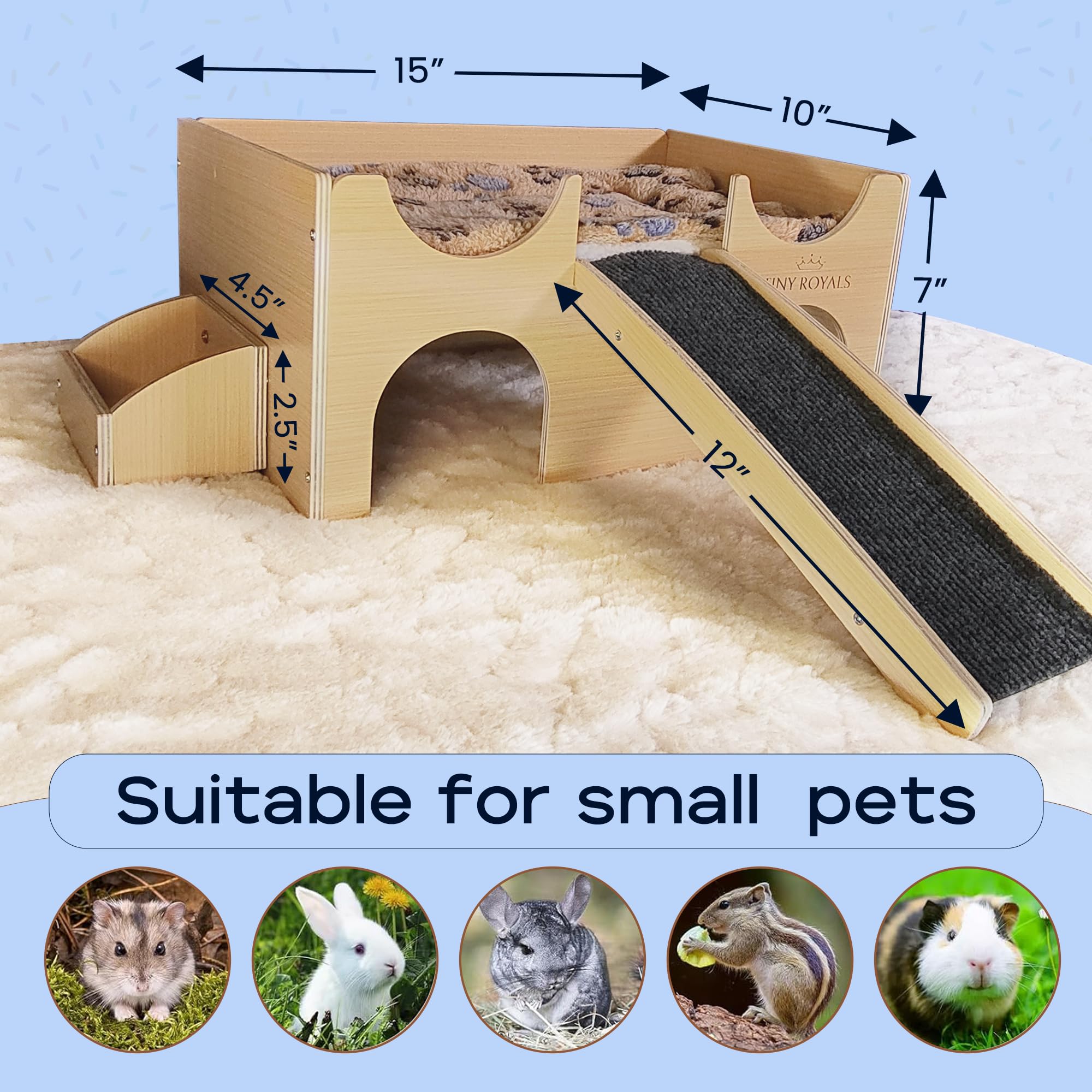 Tiny Royals anti-slip platform inside hideout encourages climbing and exploration