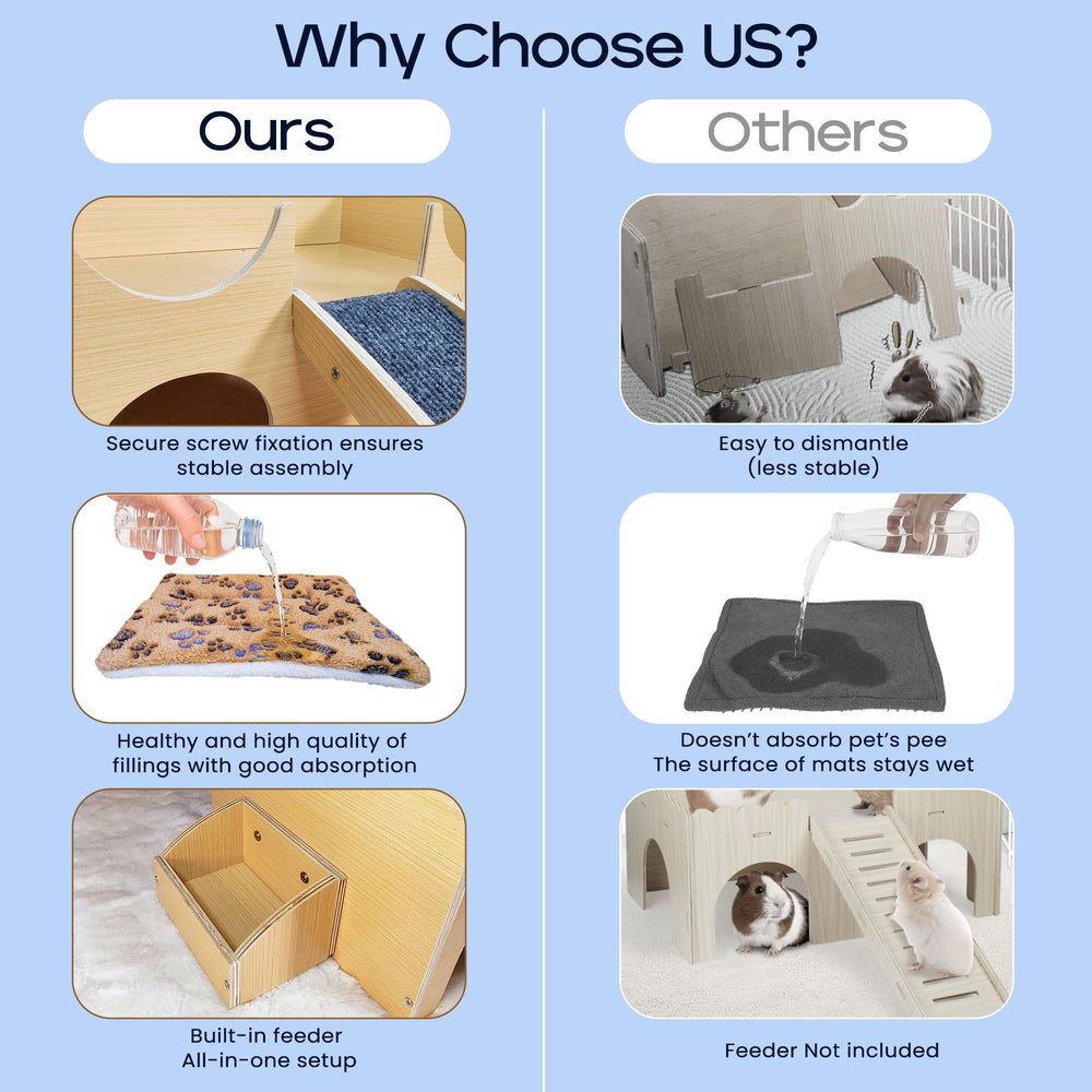 Tiny Royals spacious hideout 15-by-10-by-7 inches, suitable for multiple small pets