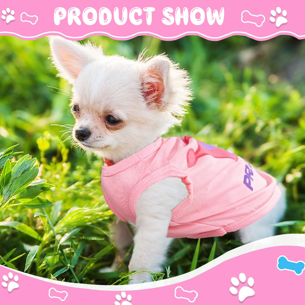 Tiny Teacup pink dog shirt side stretch demonstrates easy on/off fit for tiny pets