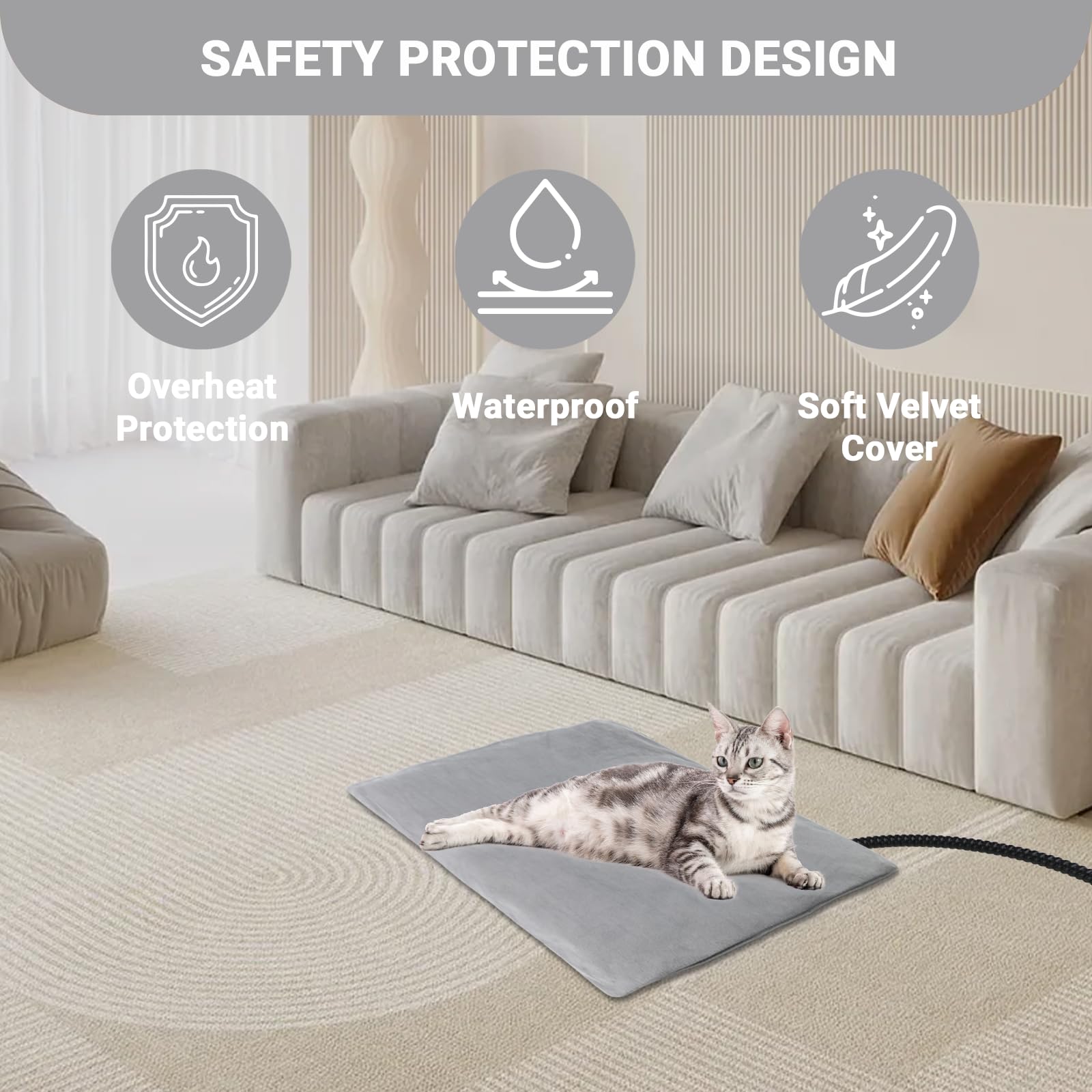 TinyWiz Pet Heating Pad washable velvet cover for easy cleaning