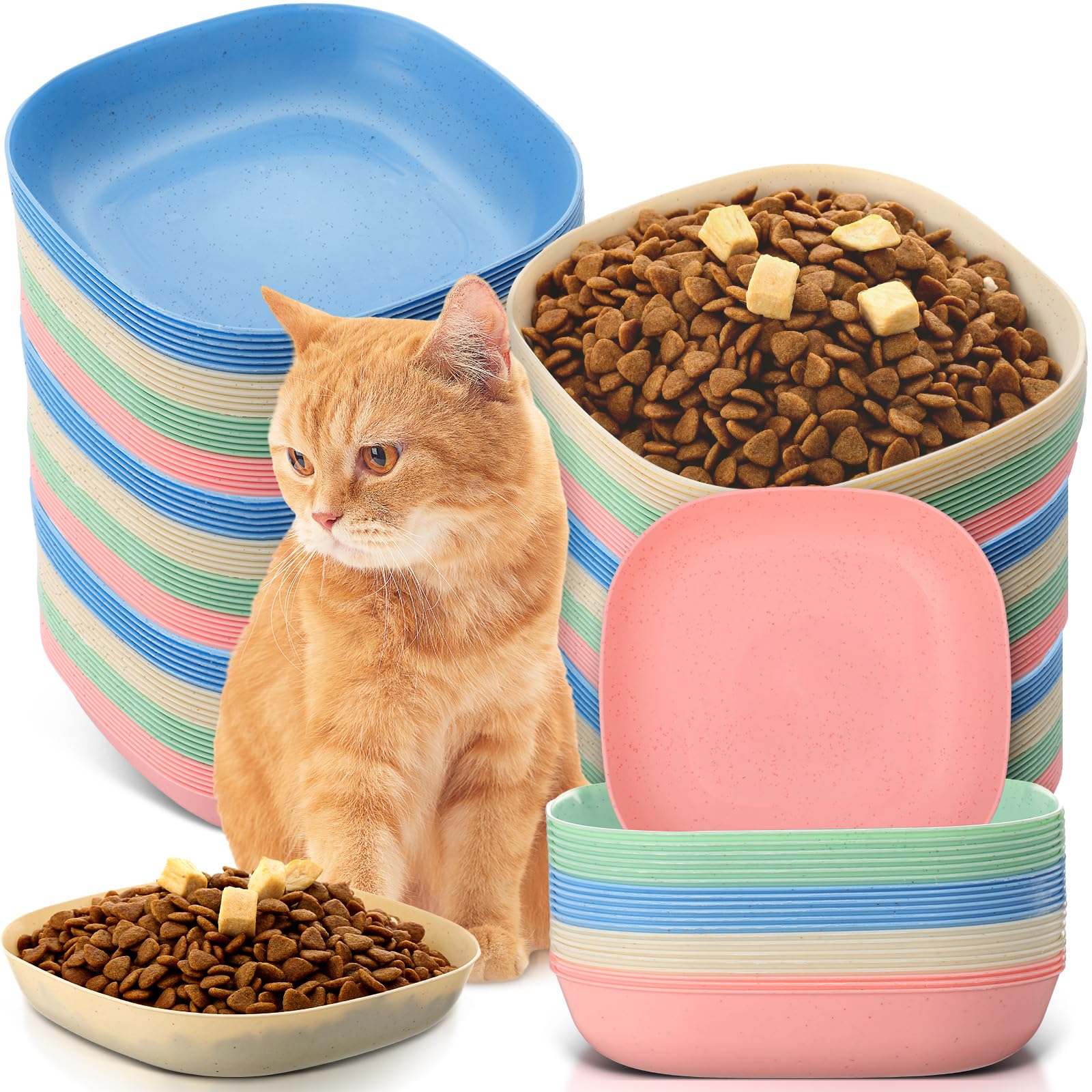 Tioncy blue 24-pcs bowl set promotes whisker-friendly meals for multi-cat homes.