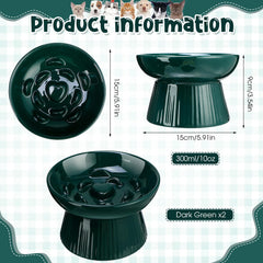 Tioncy ceramic elevated bowls close-up showing ridge design that slows eating.