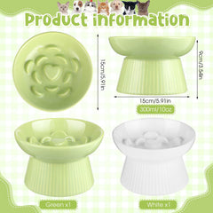 Tioncy elevated cat bowl with no-spill edge keeps feeding area cleaner.
