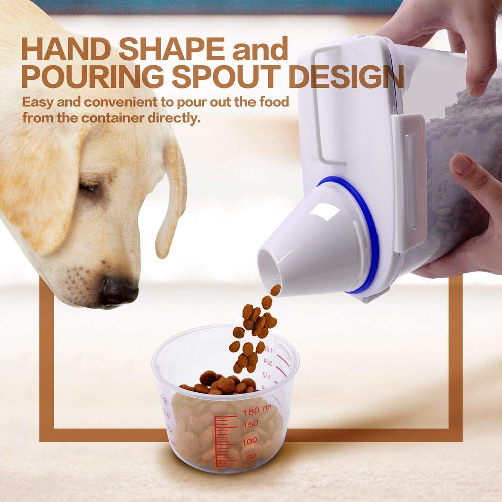 TIOVERY cat food container with airtight lid keeps kibble fresh.