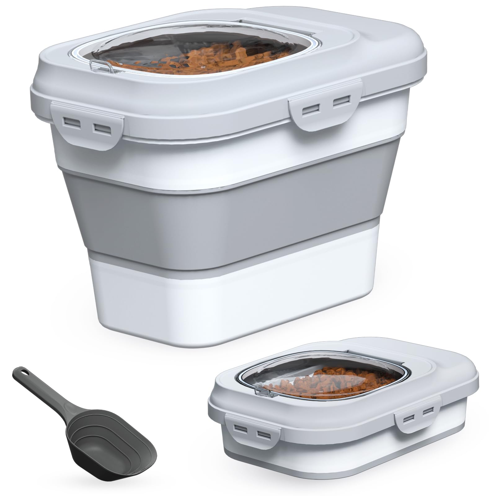 TIOVERY dog food container collapsible design for space-saving storage and freshness.