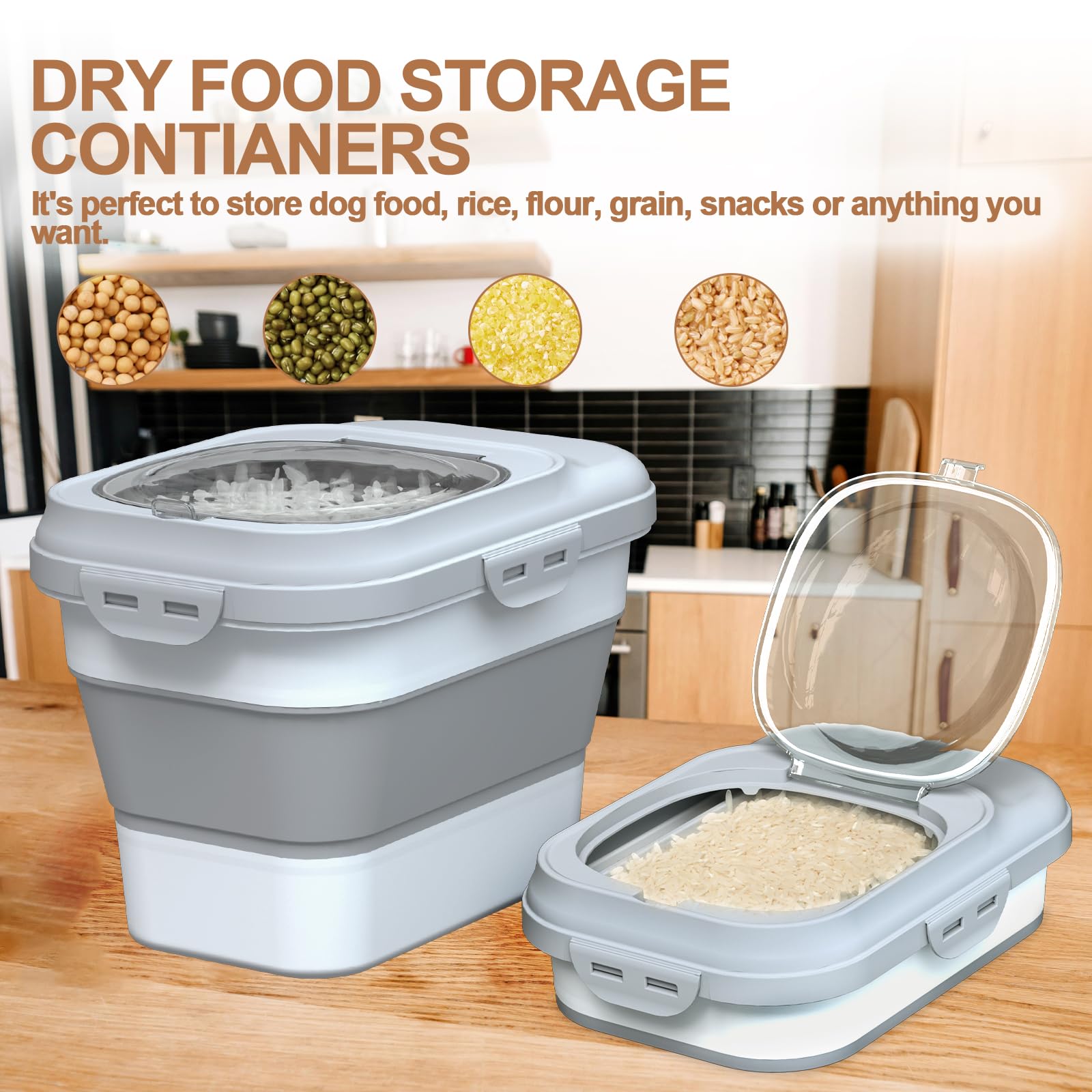 TIOVERY compact storage bin ideal for dog, cat, bird seeds and treats.