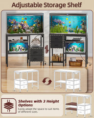 TIQLAB aquarium stand open shelf provides display area for decor and gear.