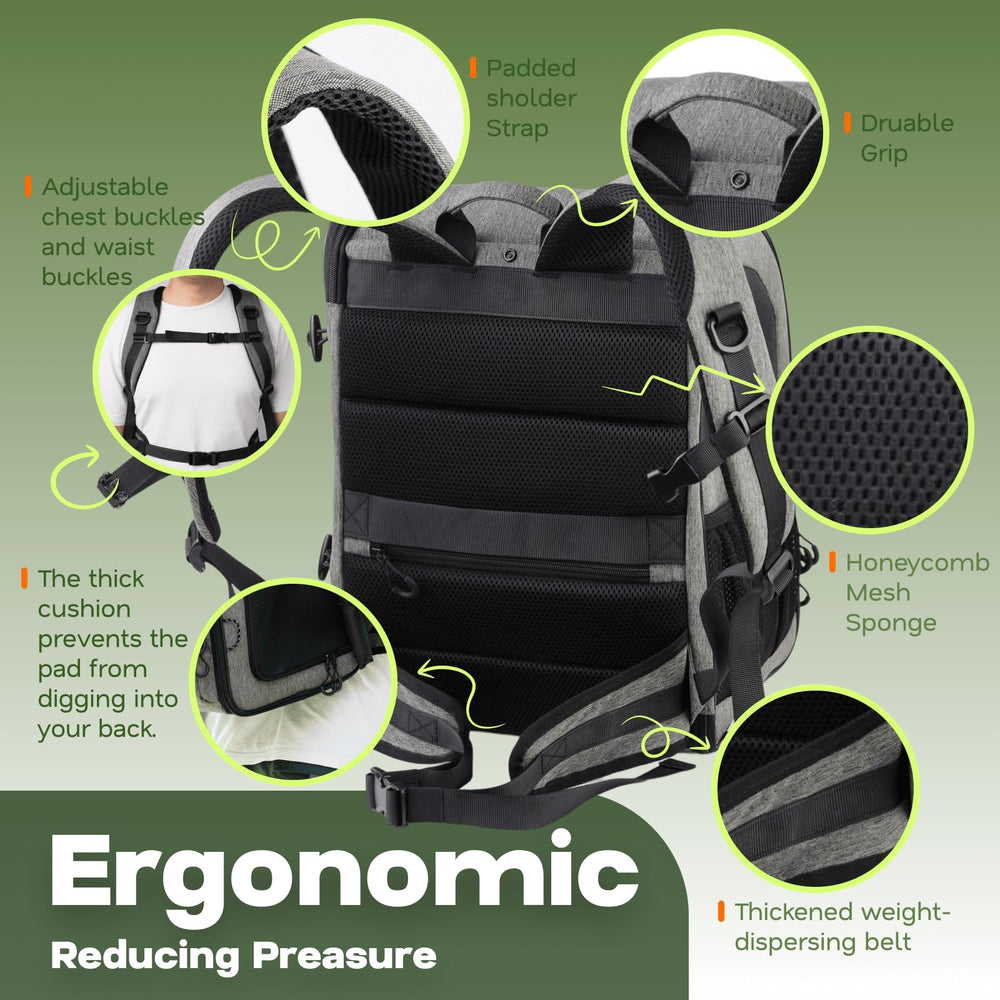 Tirige carrier backpack airline-ready design suits cabin travel when compressed.