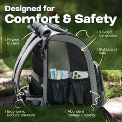 Tirige carrier backpack breathable-mesh ensures ventilation and visibility for comfort on journeys.