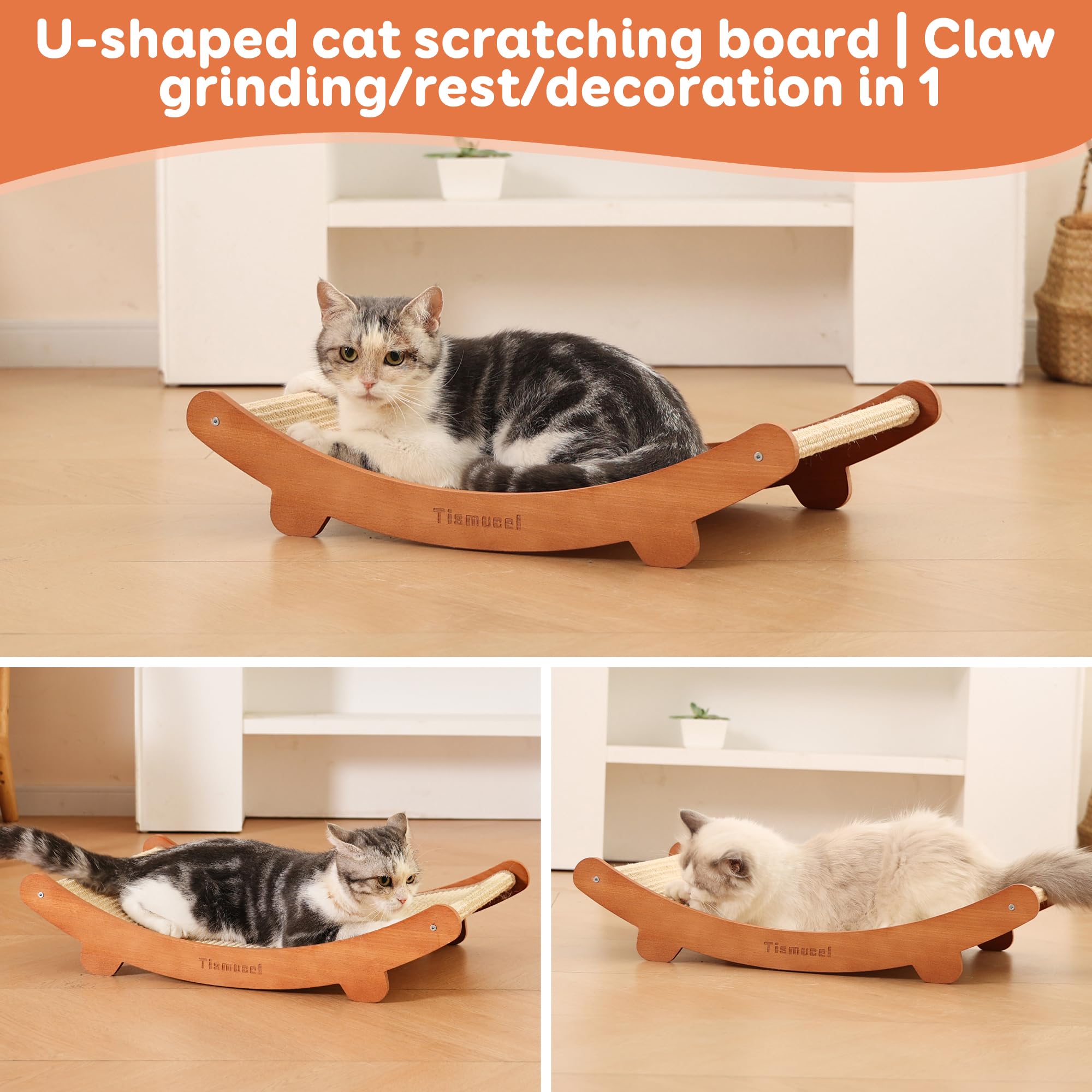 Tismucel cat nest cave provides comfortable resting after scratching sessions.