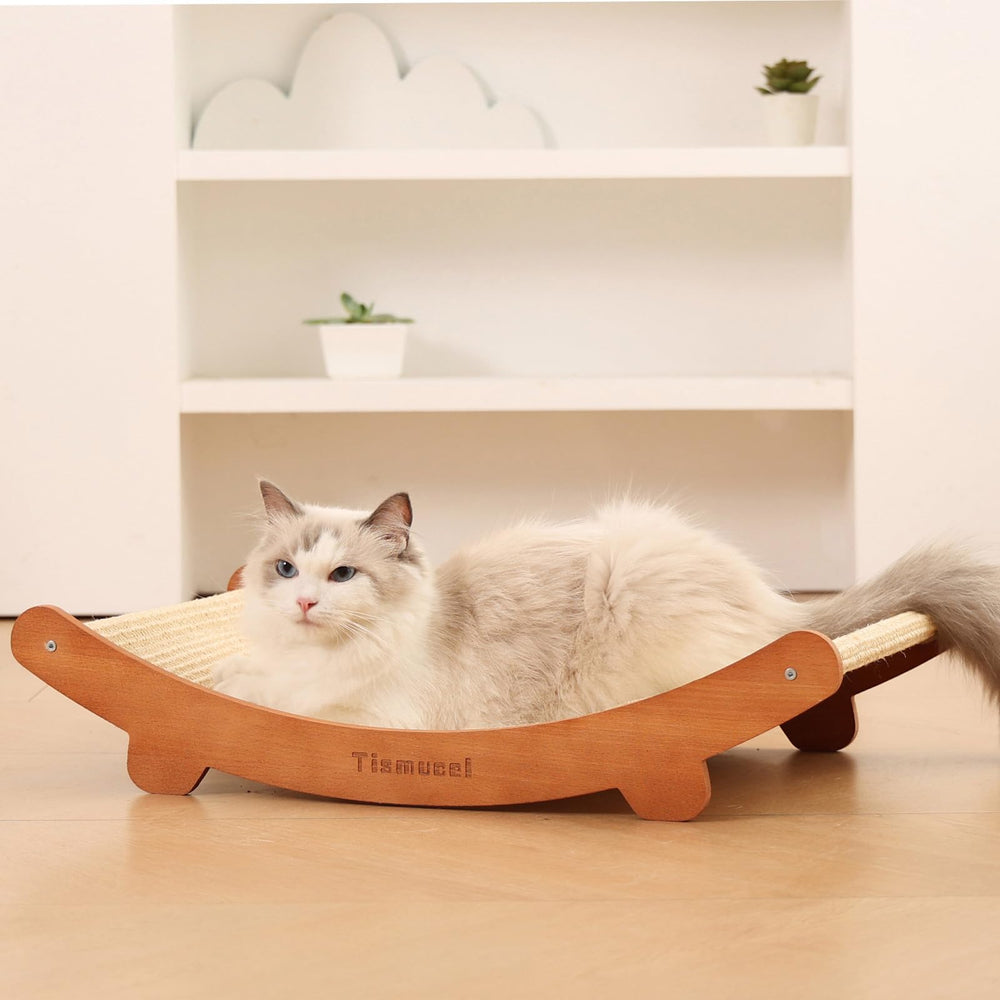 Tismucel sisal scratcher bed with beech base offers durable scratching for indoor cats.