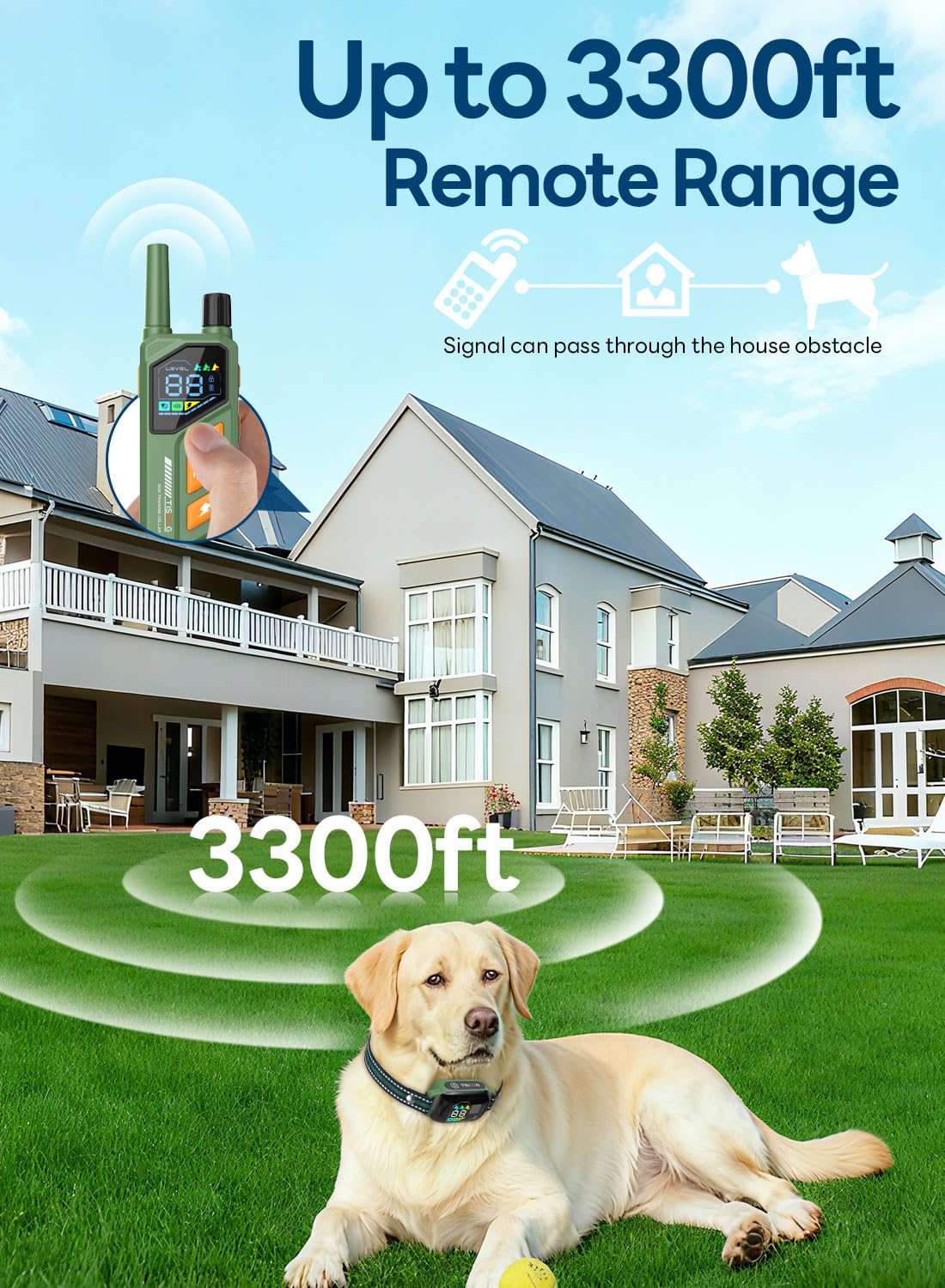 TISOOG IPX7 waterproof collar image highlighting rugged water resistance.